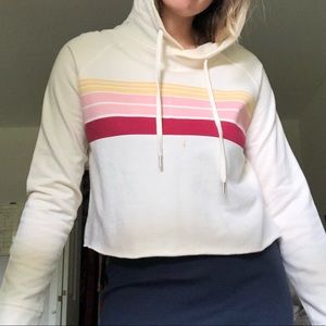 Pink and white cropped sweatshirt